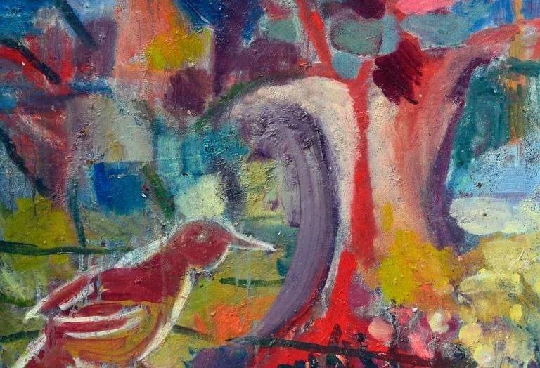 2000s "Empty Nest" Abstract Expressionist Oil Painting - 6