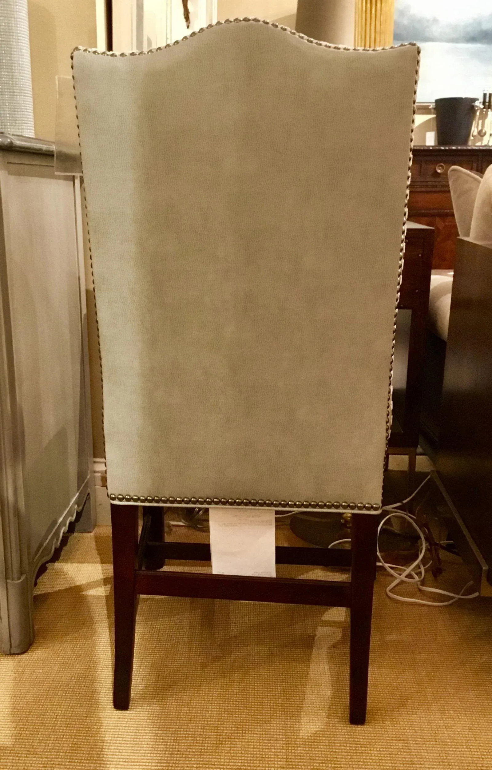 Hickory Chair Transitional Soft Gray Leather and Beige Linen Side Chair - 4