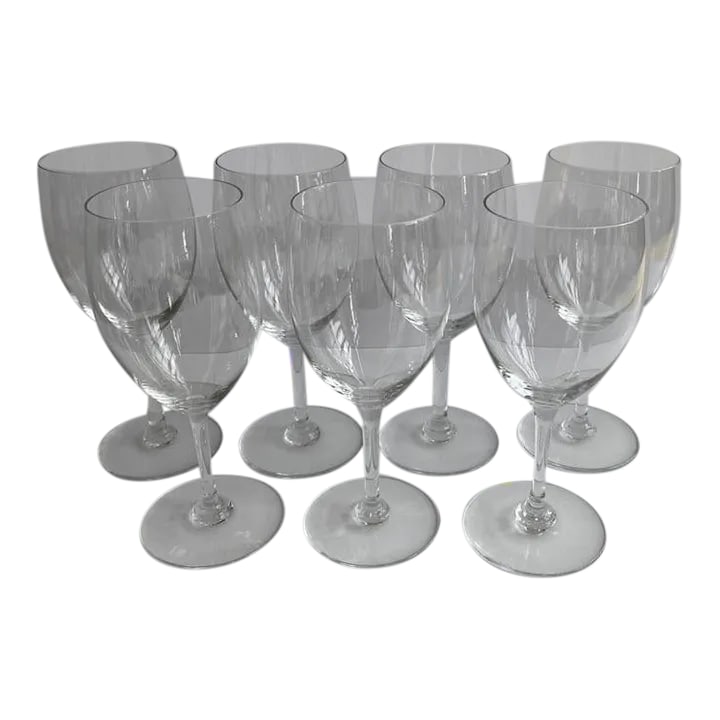 Mid 20th Century Baccarat Haut Brion Saint Emilion Crystal Water Goblets Or Wine Glasses- Set of 7 (1 of 6)