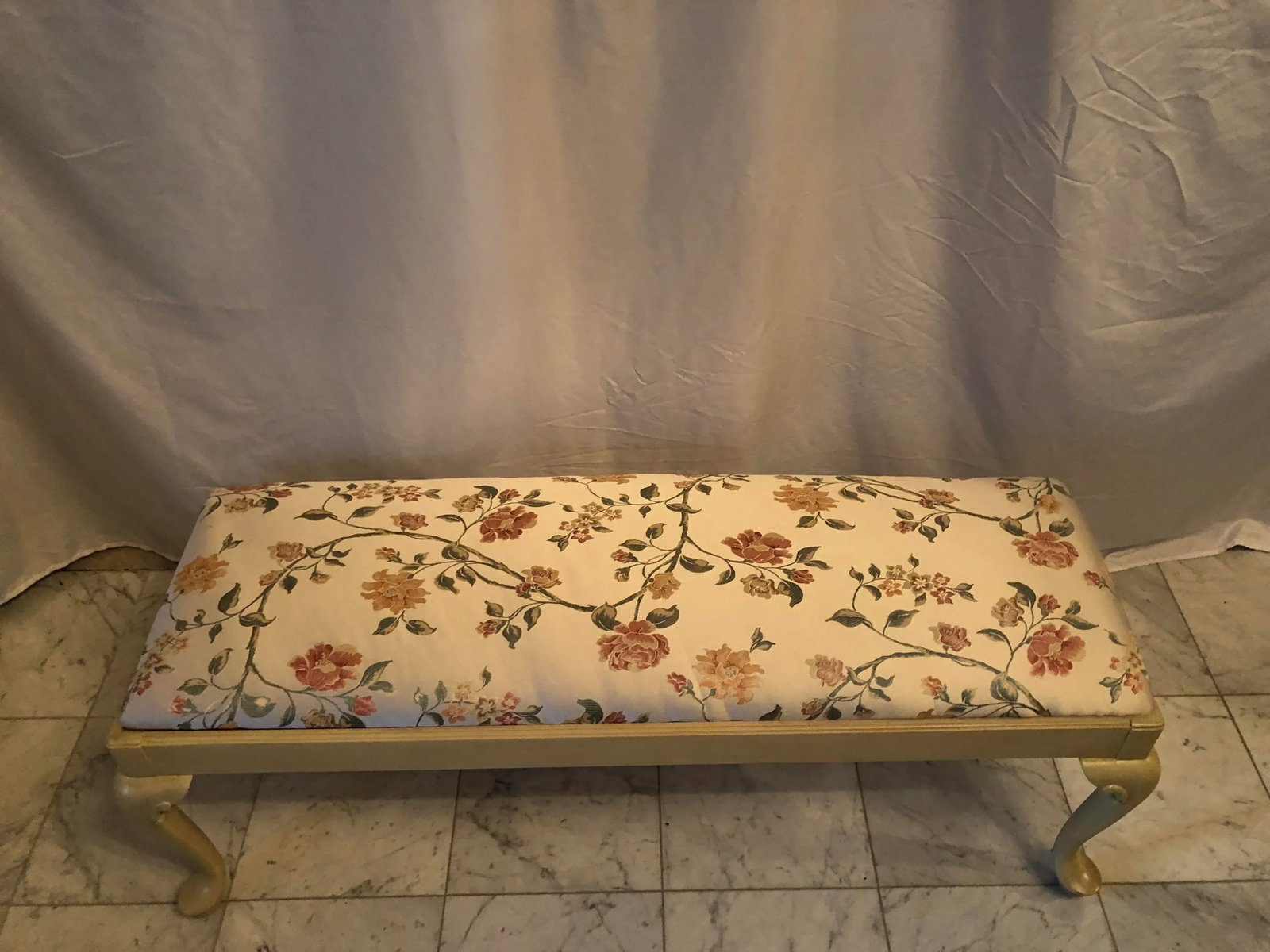 1990s Ethan Allen Country French Floral Upholstered Bench - 6