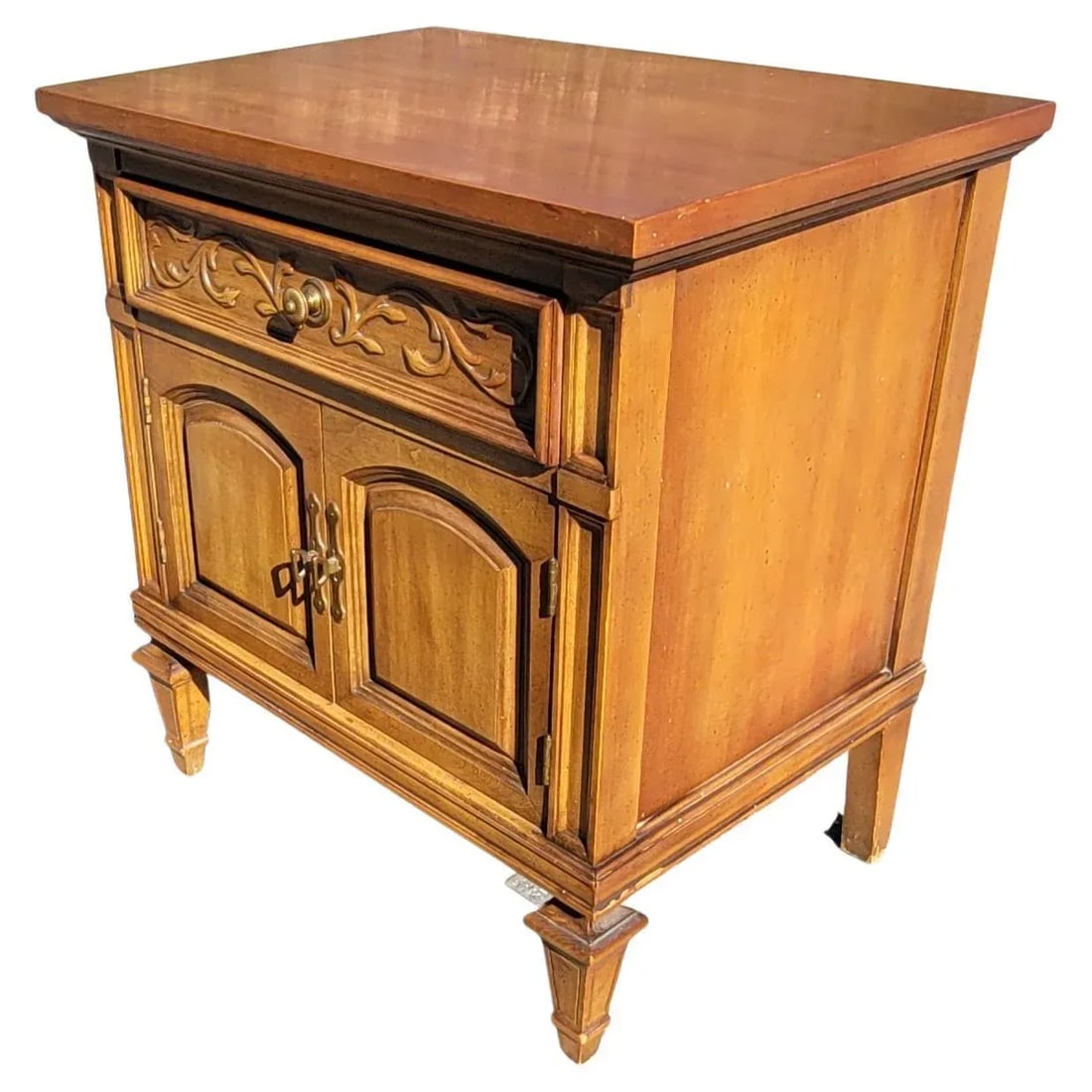 Mid 20th Century Thomasville Neoclassical French Style Fruitwood Bedside Tables Set of 2 - 4