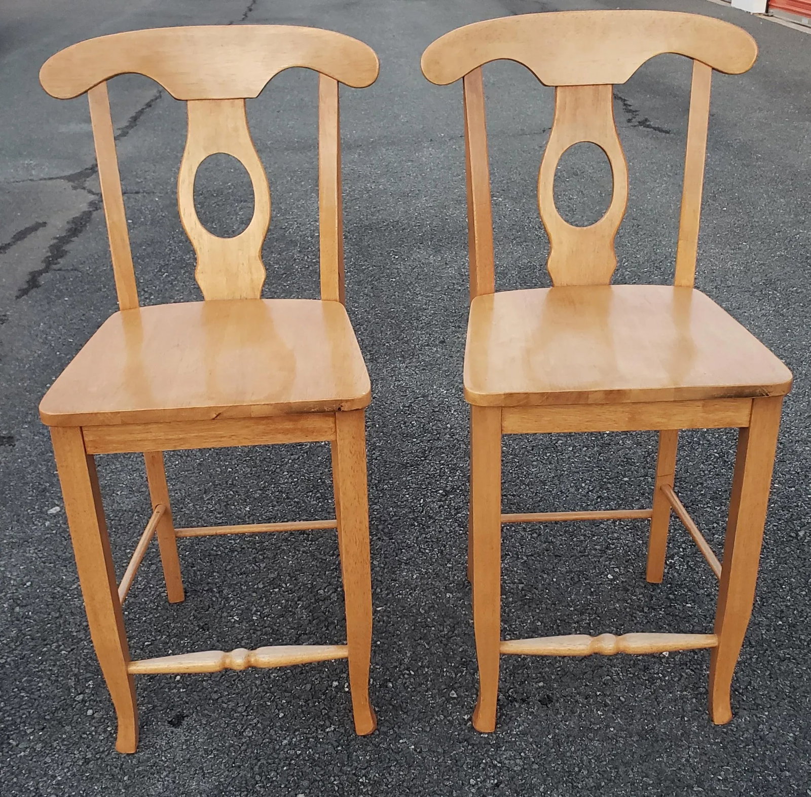 Late 20th Century Pair of Vintage Pottery Barn Napoleon Style Fruitwood Counter Stools / Chairs - 5