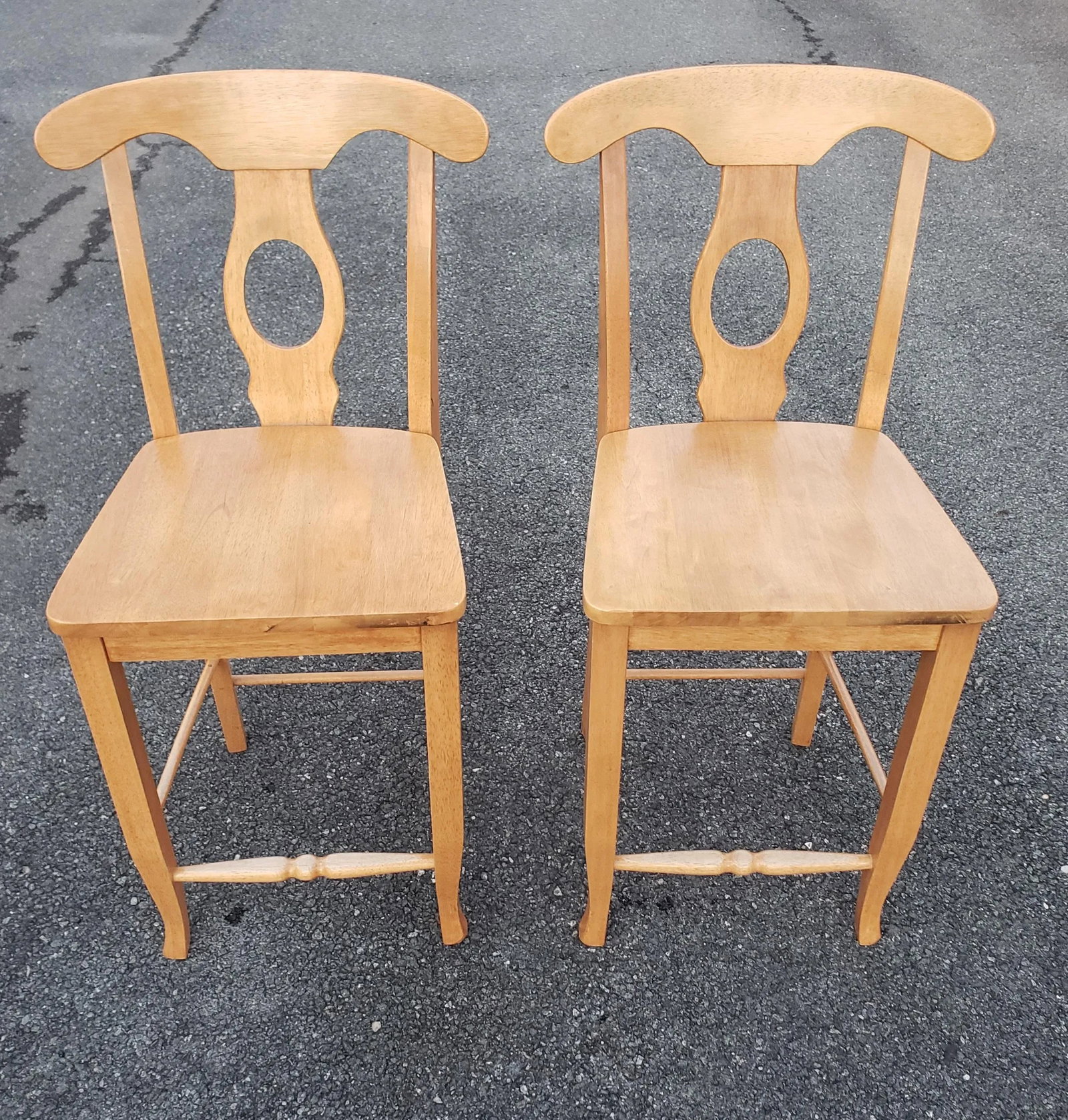 Late 20th Century Pair of Vintage Pottery Barn Napoleon Style Fruitwood Counter Stools / Chairs - 6