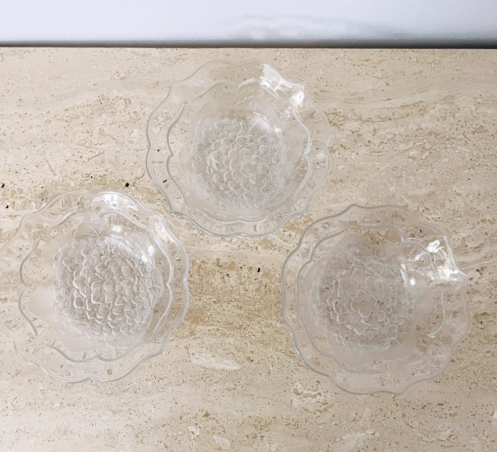 Vintage Mid-Century Modern Small Glass Floral Motif Bowls - Set of 3 - 5