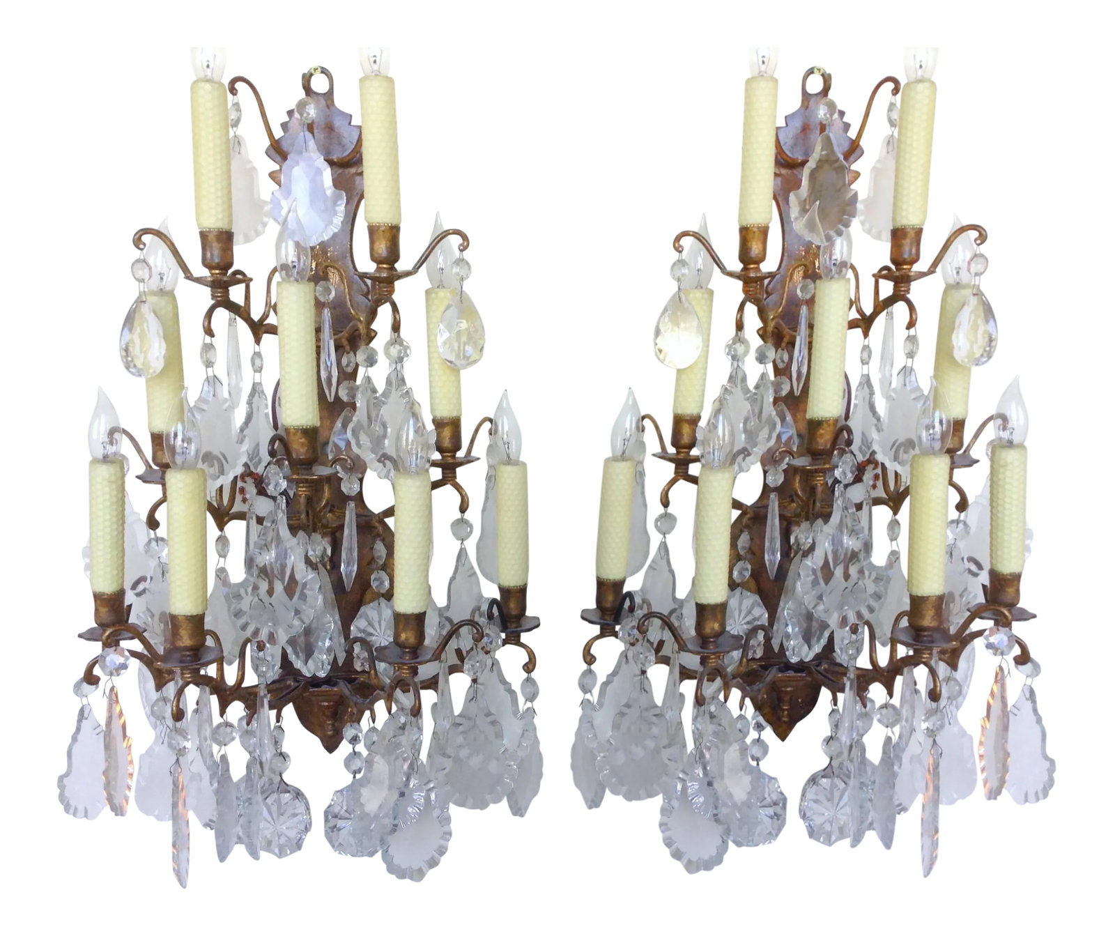 Large 9 Light Crystal Sconces - a Pair (1 of 10)