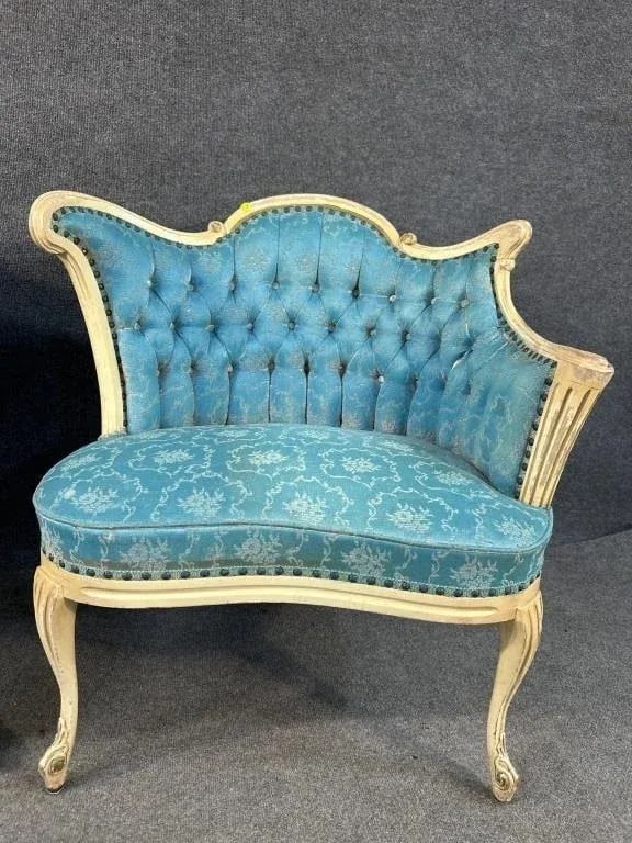 Early 20th Century Vintage Pair French Provincial Bergere Chairs - 3