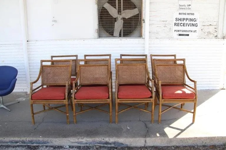 Mid 20th Century McGuire Style Mid-Century Cane Bamboo Dining Chairs - Set of 4 - 10