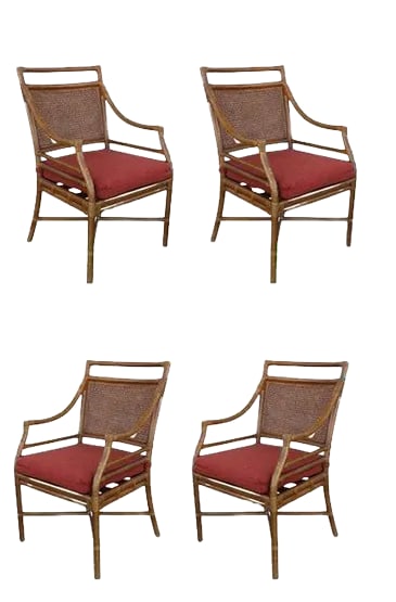 Mid 20th Century McGuire Style Mid-Century Cane Bamboo Dining Chairs - Set of 4 (1 of 12)