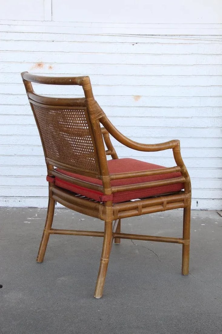 Mid 20th Century McGuire Style Mid-Century Cane Bamboo Dining Chairs - Set of 4 - 4
