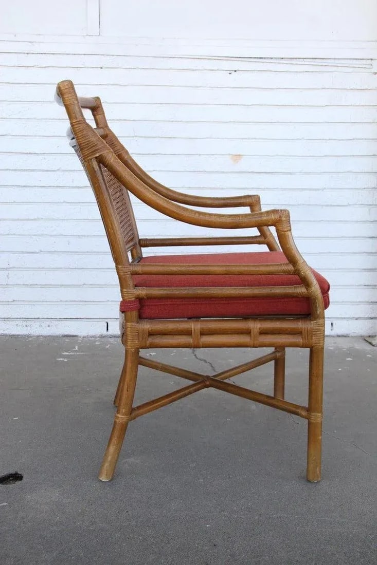 Mid 20th Century McGuire Style Mid-Century Cane Bamboo Dining Chairs - Set of 4 - 6