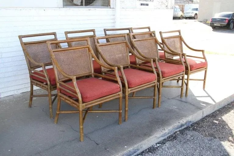 Mid 20th Century McGuire Style Mid-Century Cane Bamboo Dining Chairs - Set of 4 - 9