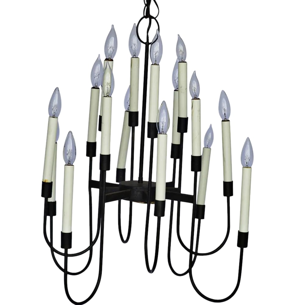 Mid-Century 16 Light Wrought Iron Chandelier (1 of 4)
