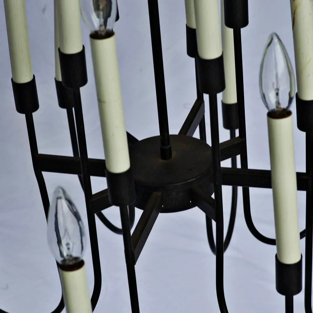 Mid-Century 16 Light Wrought Iron Chandelier - 3