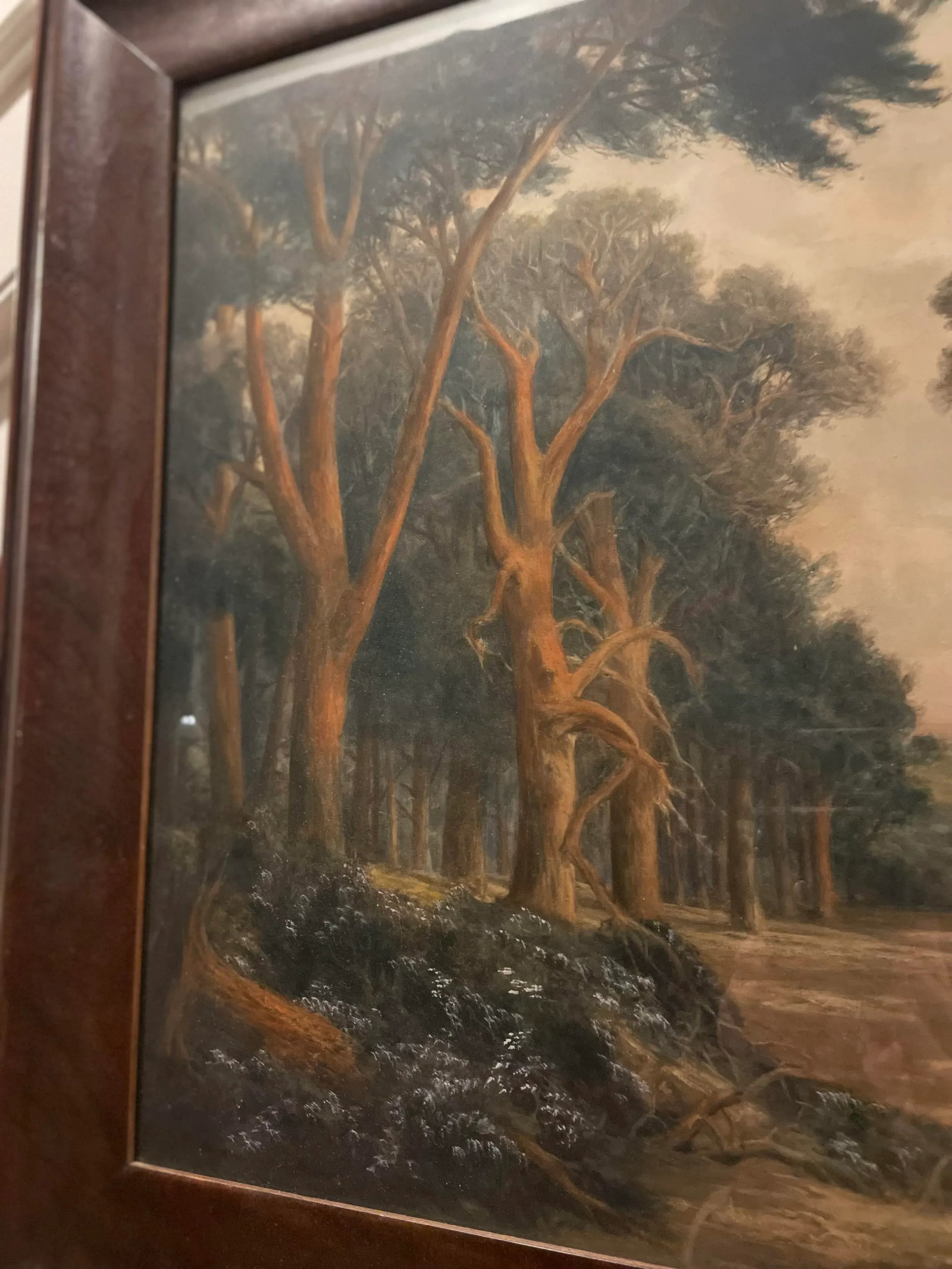 1909 Antique European Realist Landscape Pastel Oil Painting by Charles Edward Johnson Signed and Dat - 3