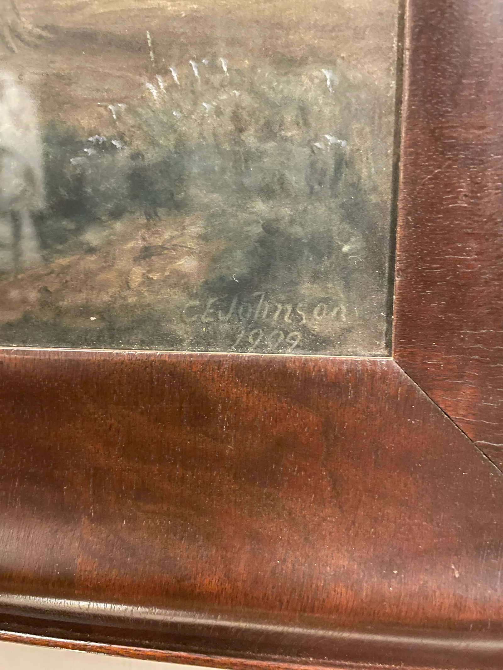 1909 Antique European Realist Landscape Pastel Oil Painting by Charles Edward Johnson Signed and Dat - 6