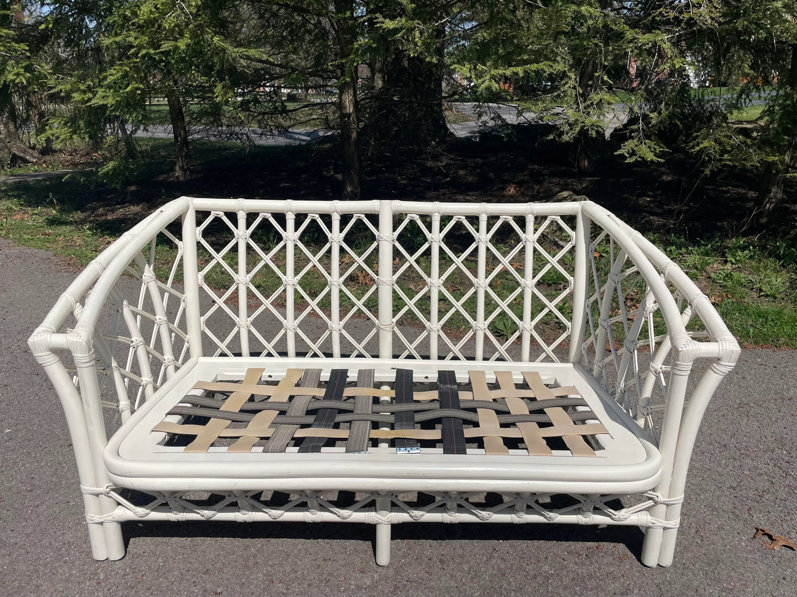 Vintage Rattan Couch Ficks Reed Patio Furniture Rattan White Vintage Ficks Reed Sofa Palm Beach Furn - 11