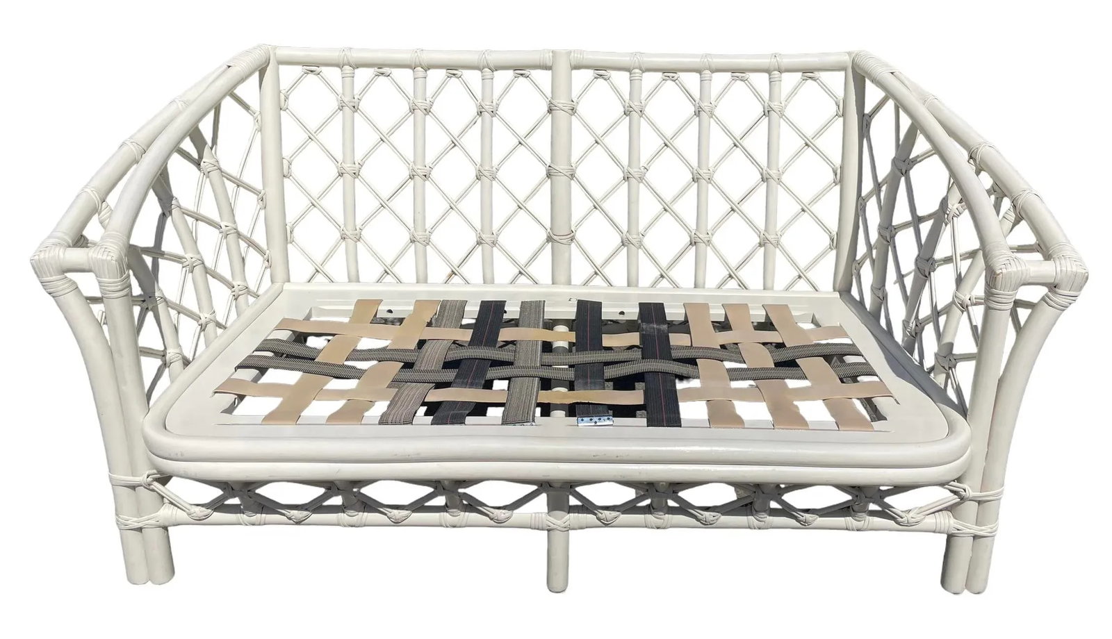 Vintage Rattan Couch Ficks Reed Patio Furniture Rattan White Vintage Ficks Reed Sofa Palm Beach Furn - 5