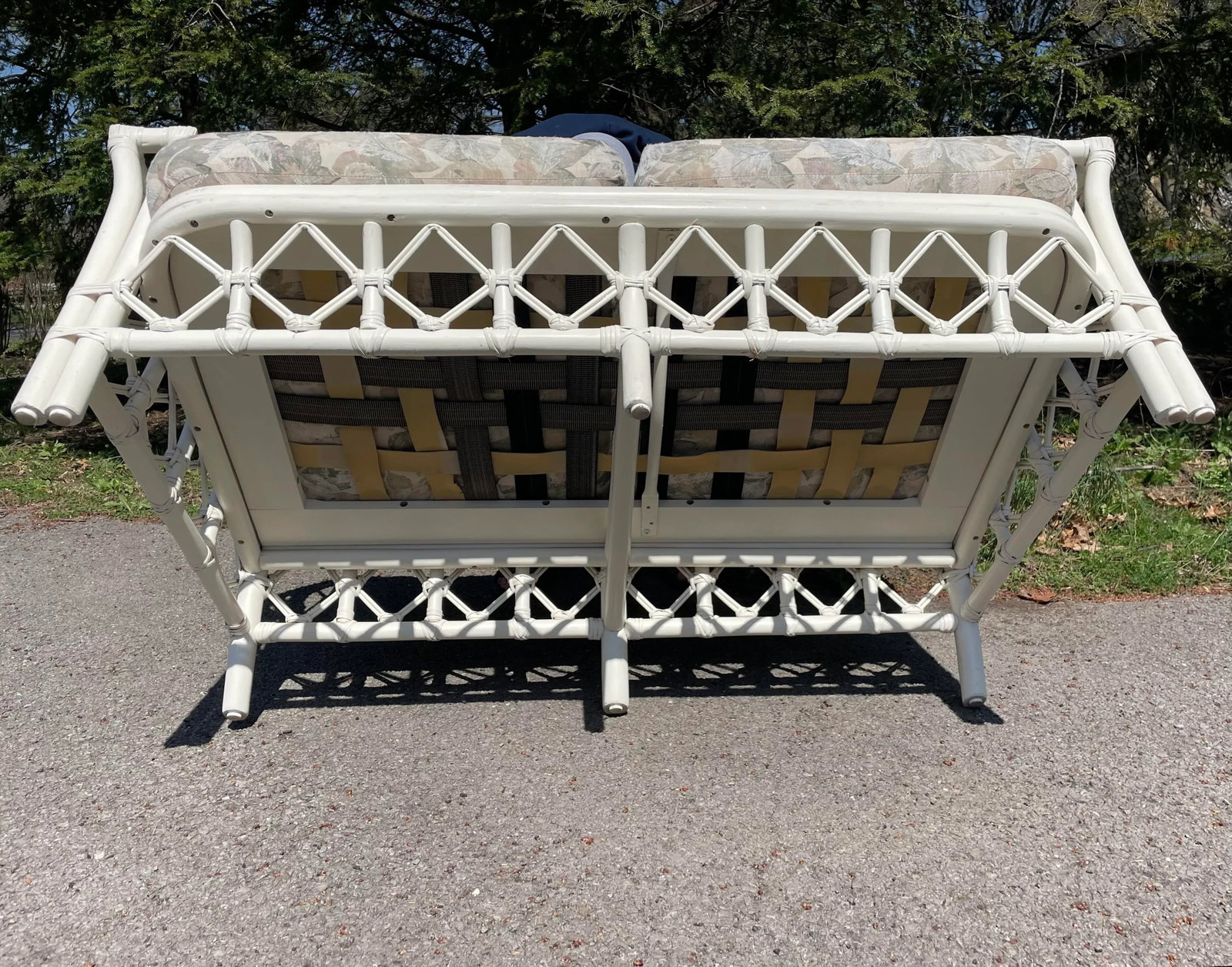 Vintage Rattan Couch Ficks Reed Patio Furniture Rattan White Vintage Ficks Reed Sofa Palm Beach Furn - 6