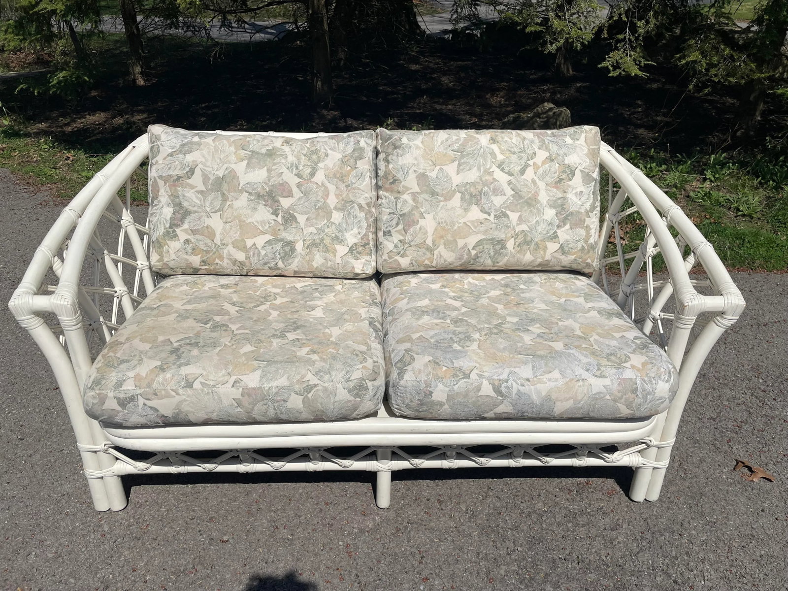 Vintage Rattan Couch Ficks Reed Patio Furniture Rattan White Vintage Ficks Reed Sofa Palm Beach Furn - 7