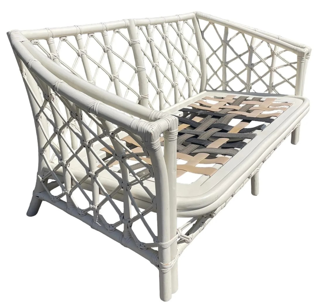 Vintage Rattan Couch Ficks Reed Patio Furniture Rattan White Vintage Ficks Reed Sofa Palm Beach Furn - 8