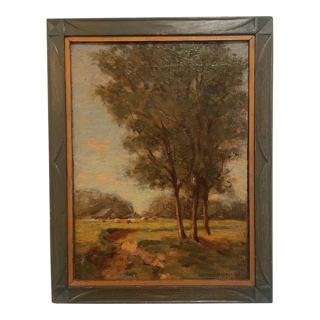 Early 20th Century American Impressionist Landscape Original Oil Painting Signed Summers, Framed: Vintage Landscape Original Oil Signed Summers - Attributed to Ivan Summers (American 1889-1964), Early Work, American Impressionist Artist Oil on Canvas Laid to Board. IVAN SUMMERS, 1889-1964, was an