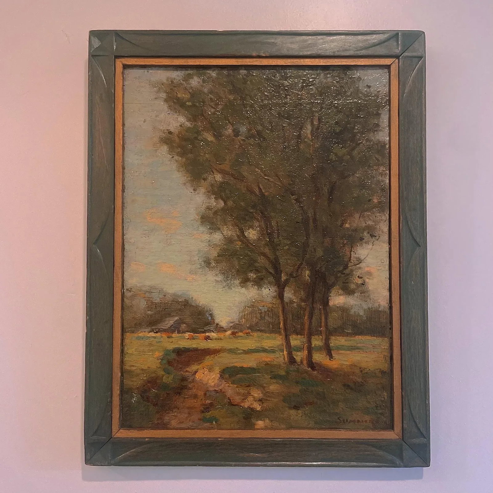 Early 20th Century American Impressionist Landscape Original Oil Painting Signed Summers, Framed - 5