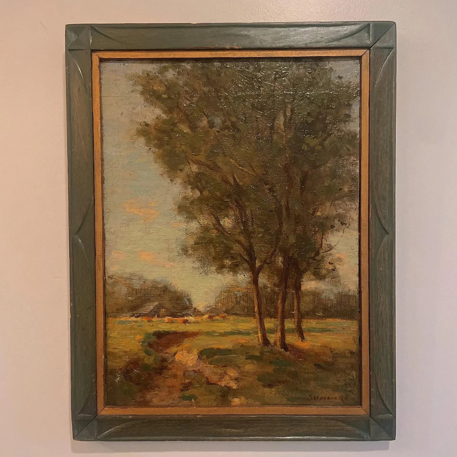 Early 20th Century American Impressionist Landscape Original Oil Painting Signed Summers, Framed - 8