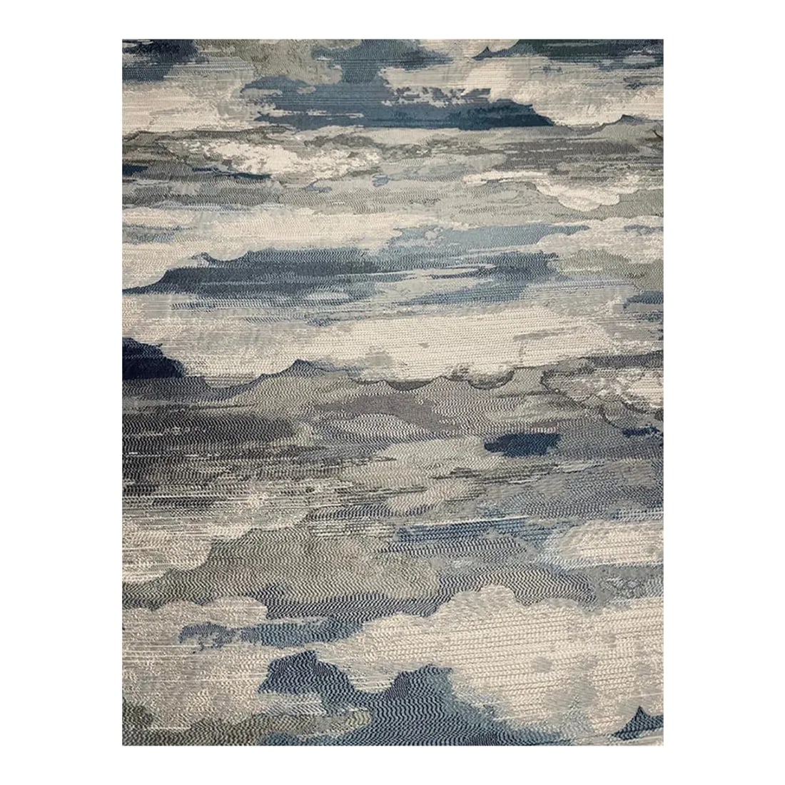Caracole Modern Tranquil Blue Clouds Designer Fabric 8335-09cc - 11.5 Yards: This fabric has a calming cloud pattern with light blue, navy blue, white, and grey colorway. The hand is medium. It can be used for upholstery, pillows, drapes, etc. This fabric is a first quality