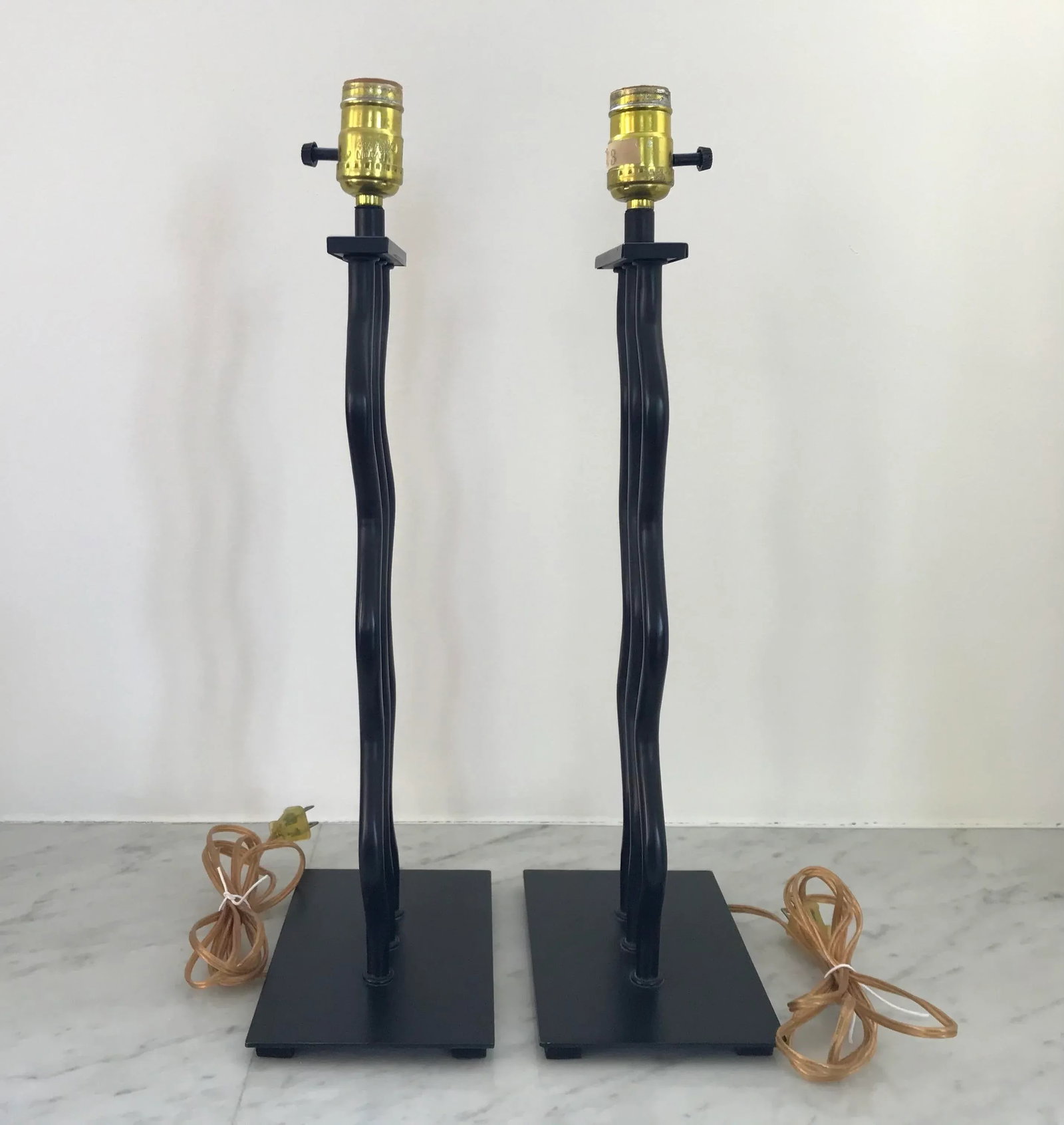 Vintage 1980s Postmodern Squiggle Lamps ~ a Pair - 2