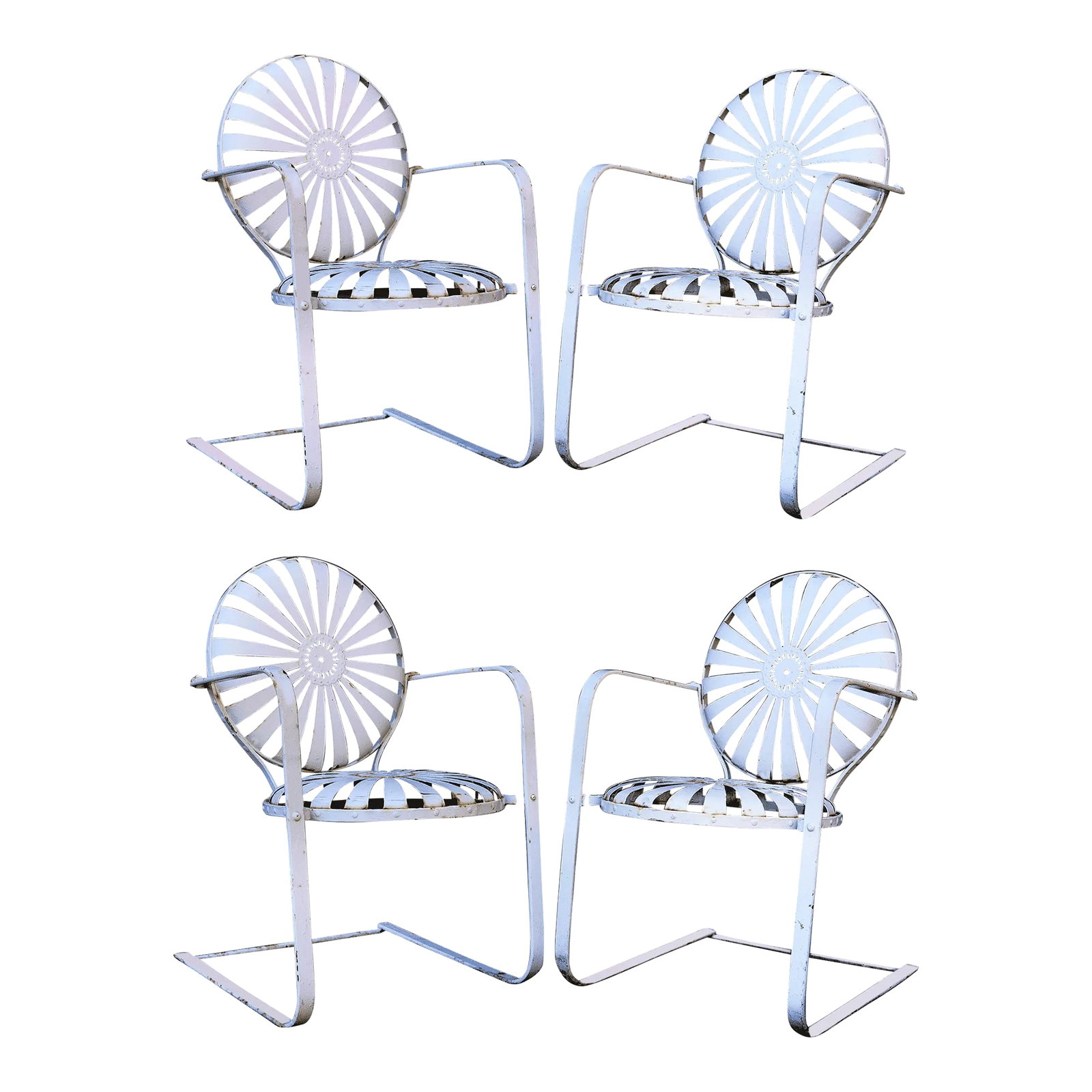 Francois Carre Cantilever Garden Chairs - Set of Four (1 of 6)