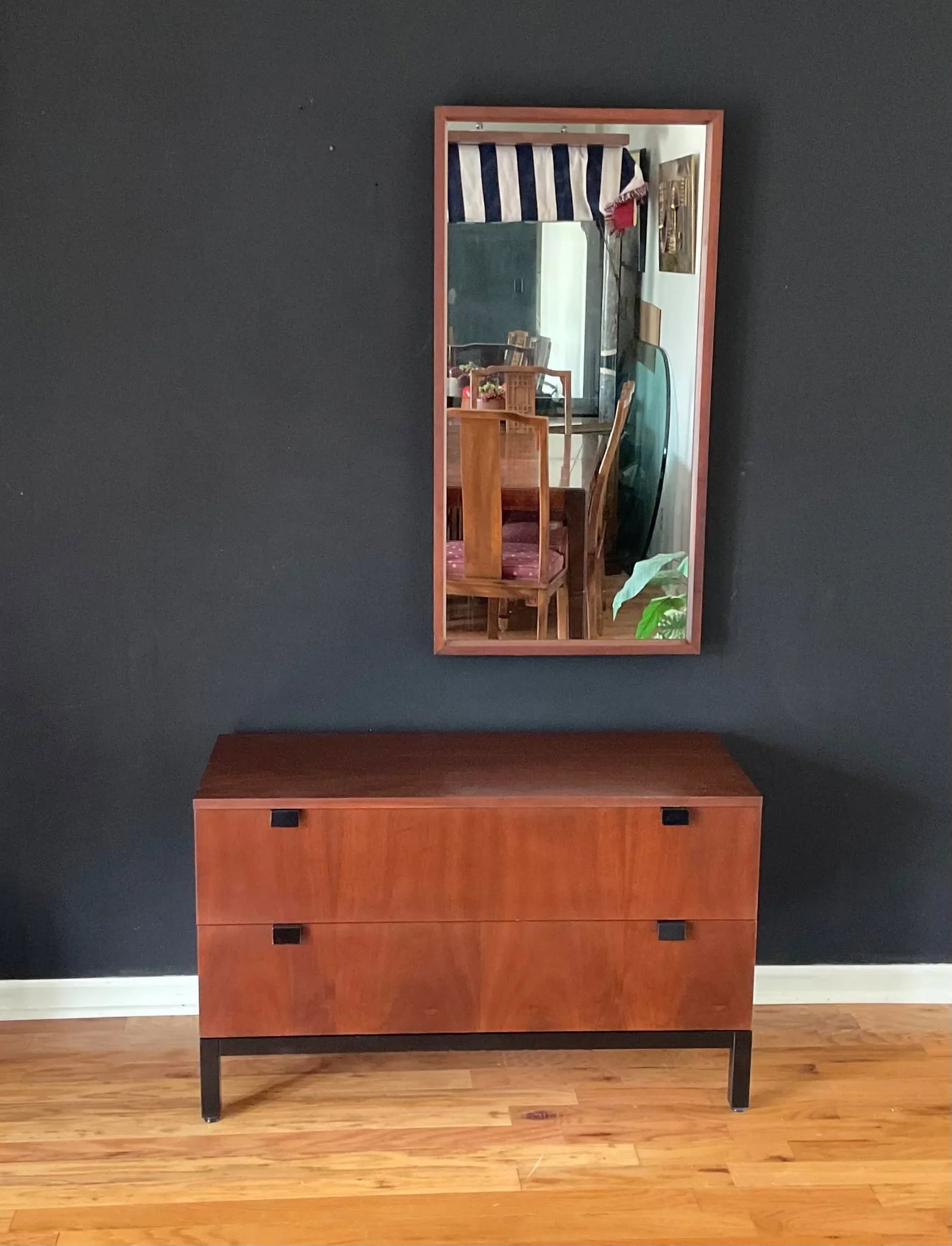 Milo Baughman for Directional Mid Century Walnut Two-Drawer Chest and Mirror, Circa 60's - 12