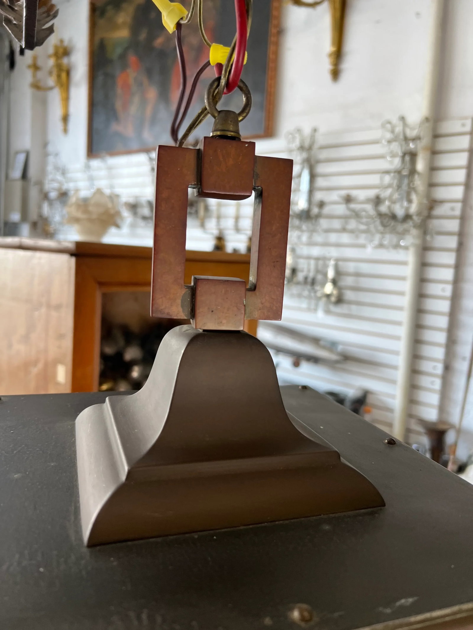 1910s Frank Lloyd Wright Style Craftsman Arts and Crafts Hanging Pendant Light - 7