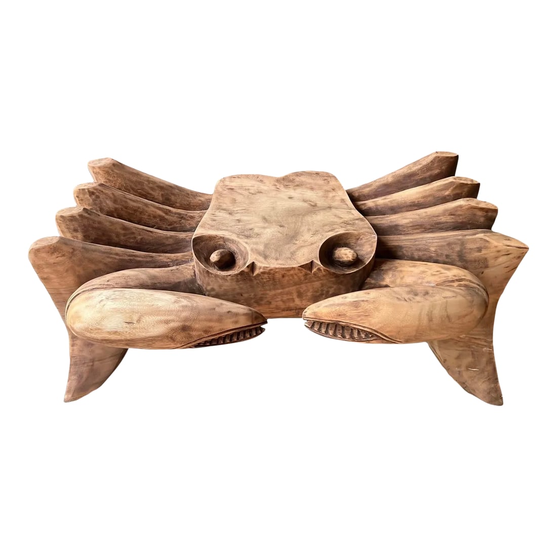 1970s Sandy Burlewood Style Wooden Crab Table: This beautiful crab table is perfect for any living room needing a coffee table, a conversation wow factor to any place you put it and will surely be the center of the room Condition: Alterations: