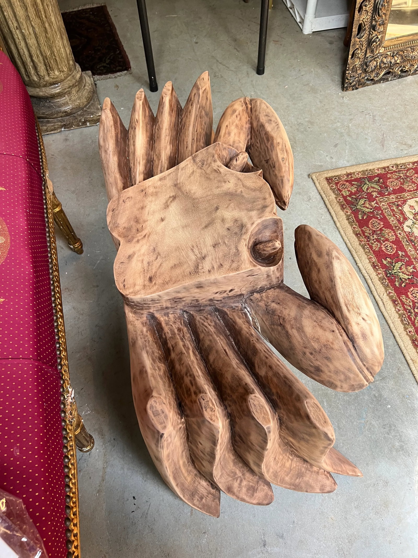 1970s Sandy Burlewood Style Wooden Crab Table - 3