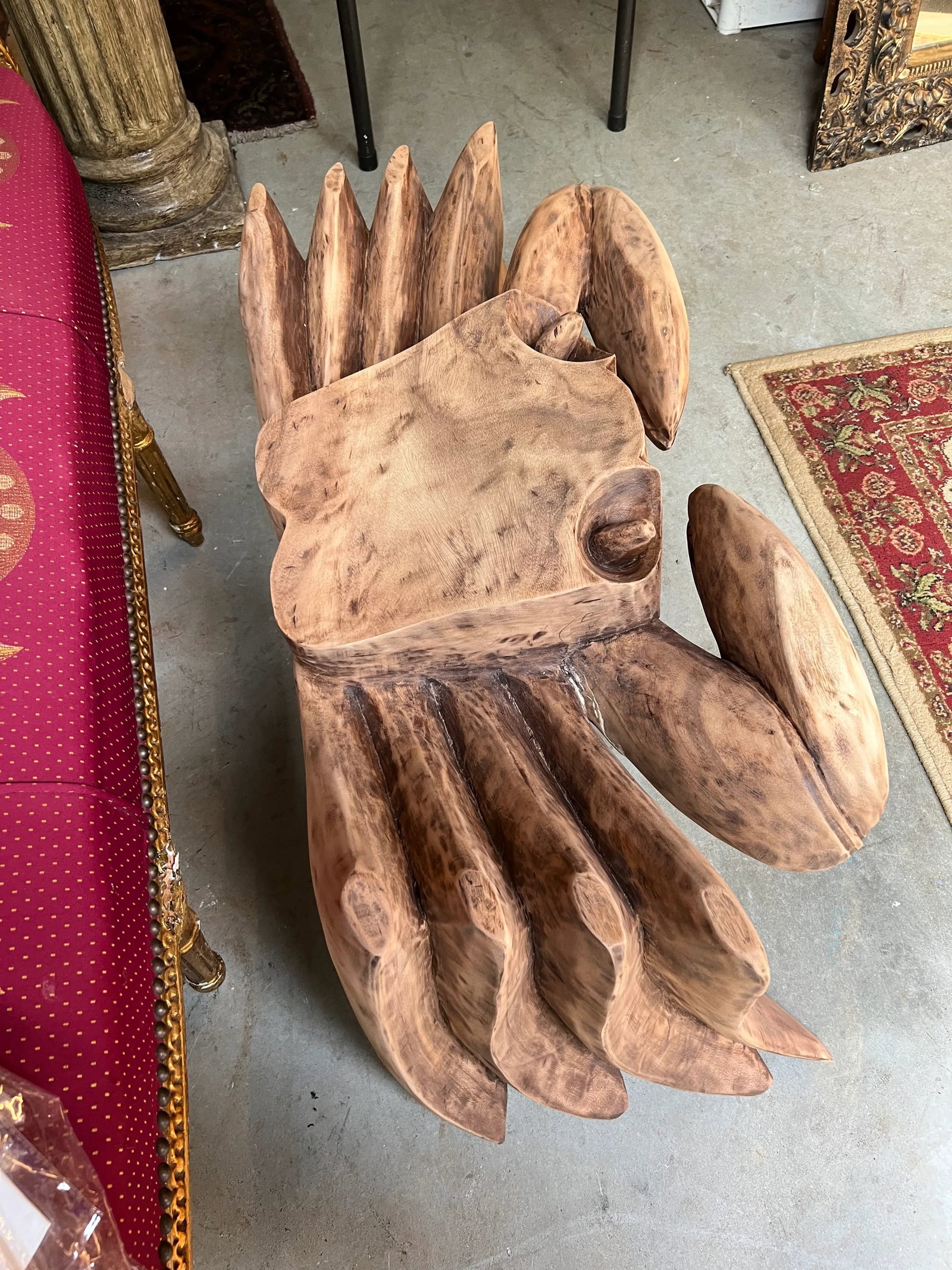 1970s Sandy Burlewood Style Wooden Crab Table - 4