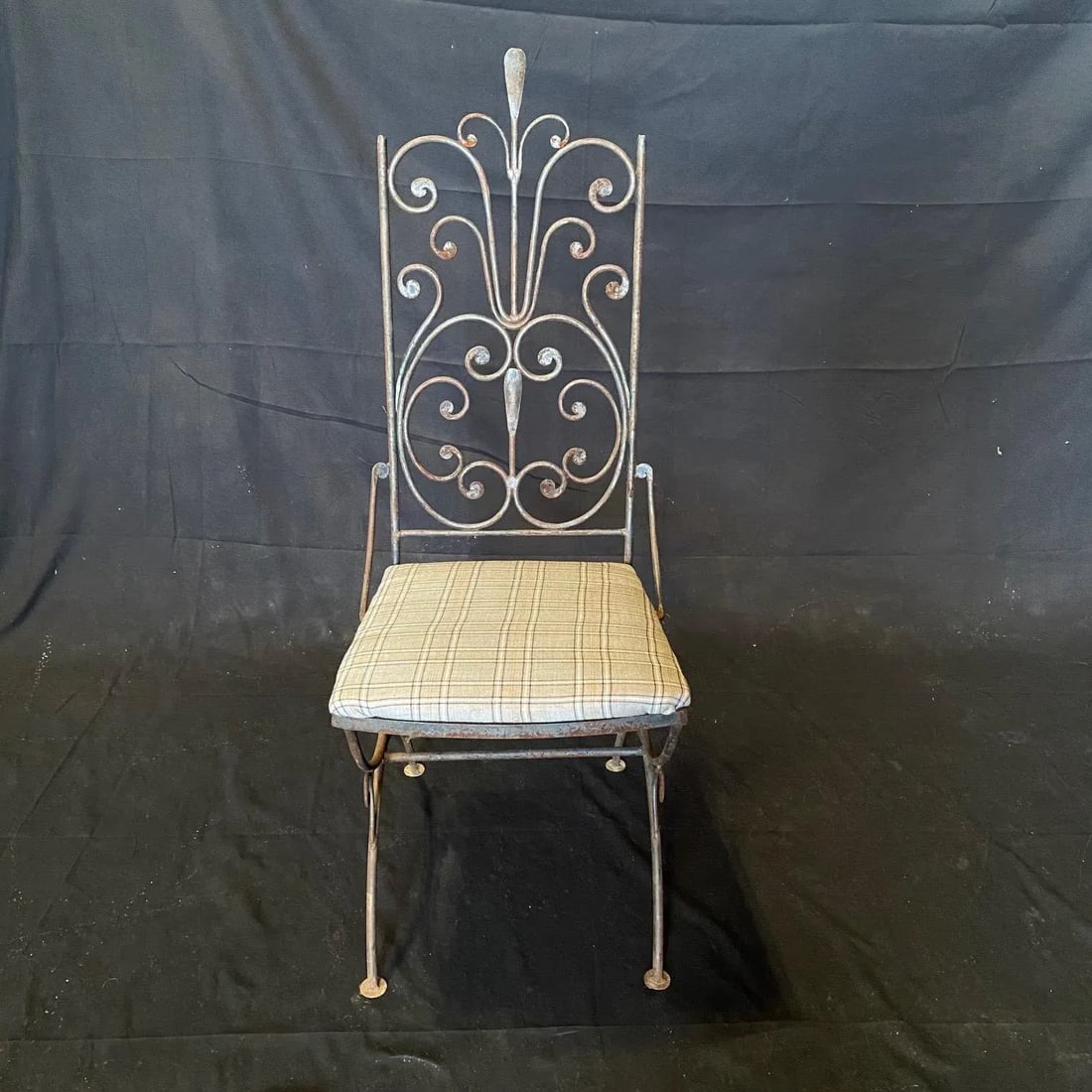 Vintage Salterini Umanoff Style Iron Scroll Back Dining Side Chairs -A Pair - 2