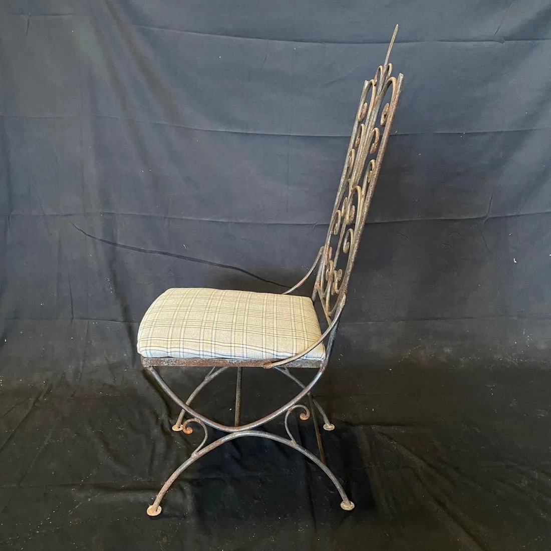 Vintage Salterini Umanoff Style Iron Scroll Back Dining Side Chairs -A Pair - 8