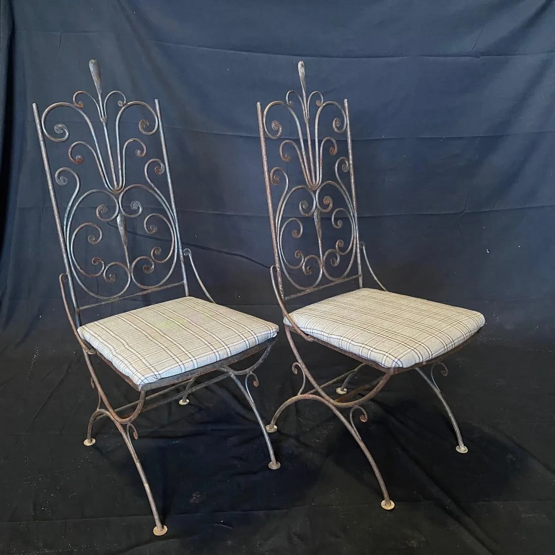 Vintage Salterini Umanoff Style Iron Scroll Back Dining Side Chairs -A Pair - 9