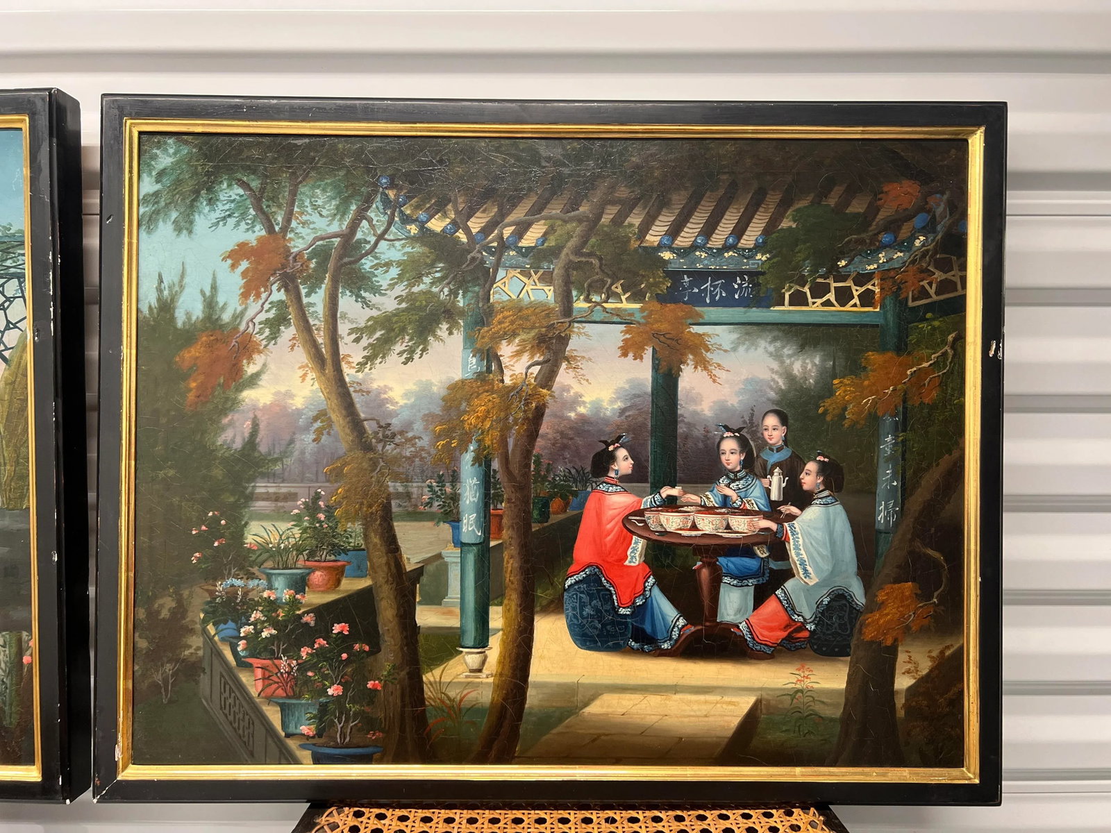 (4) Chinese Export Oil on Canvas Exterior Scenes C. 1840 National Gallery Prov. - 4