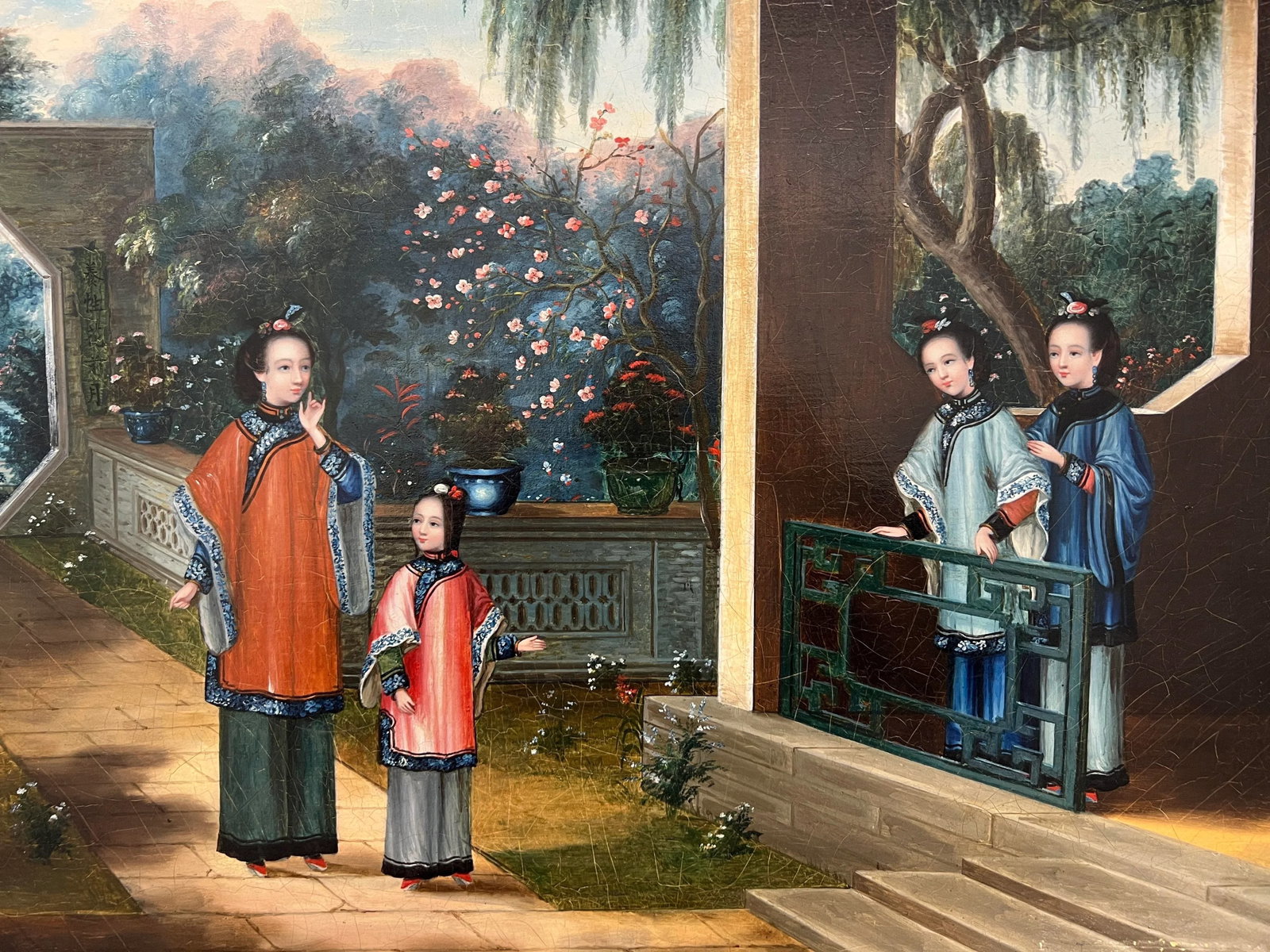 (4) Chinese Export Oil on Canvas Exterior Scenes C. 1840 National Gallery Prov. - 7
