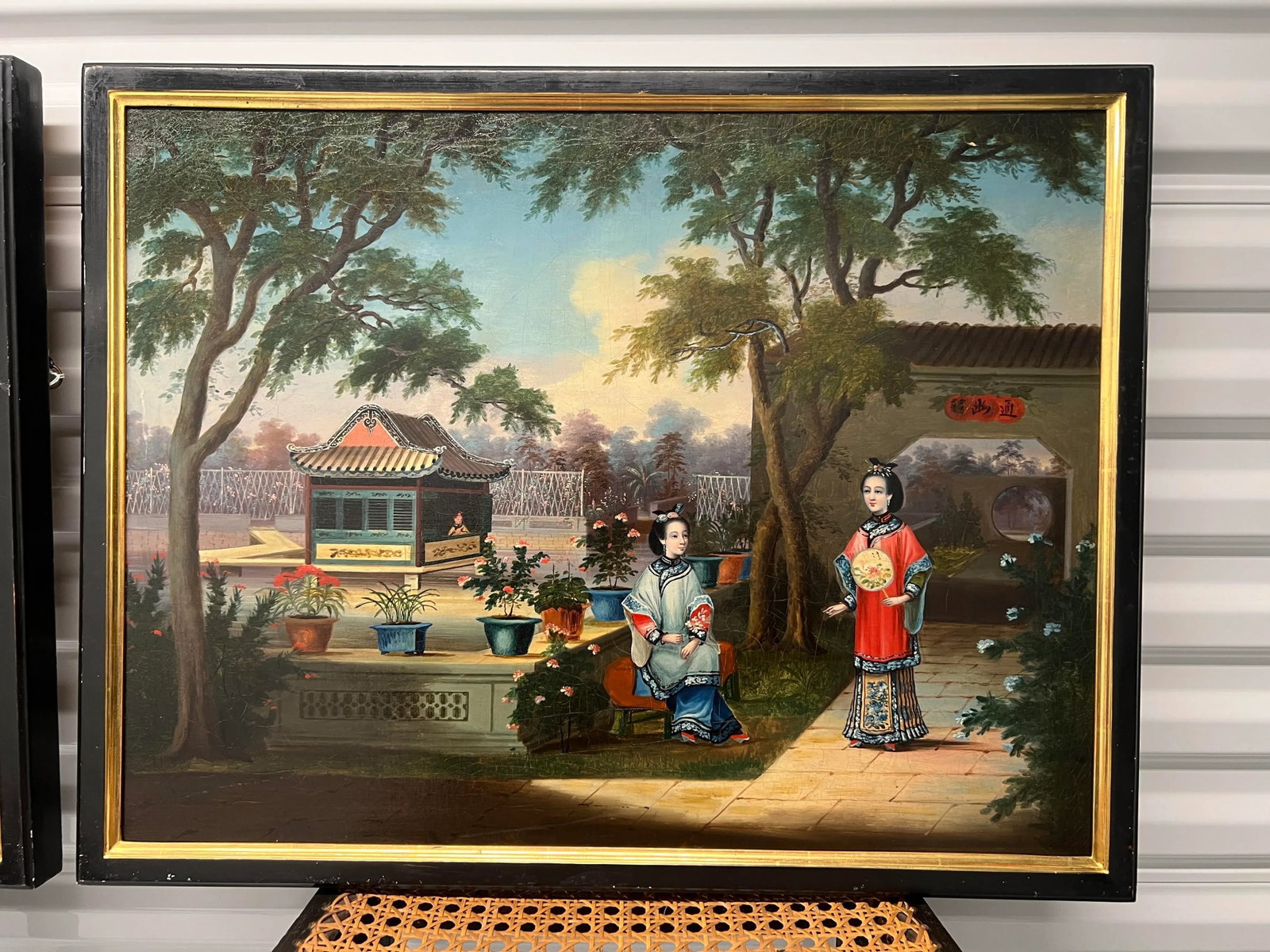 (4) Chinese Export Oil on Canvas Exterior Scenes C. 1840 National Gallery Prov. - 8