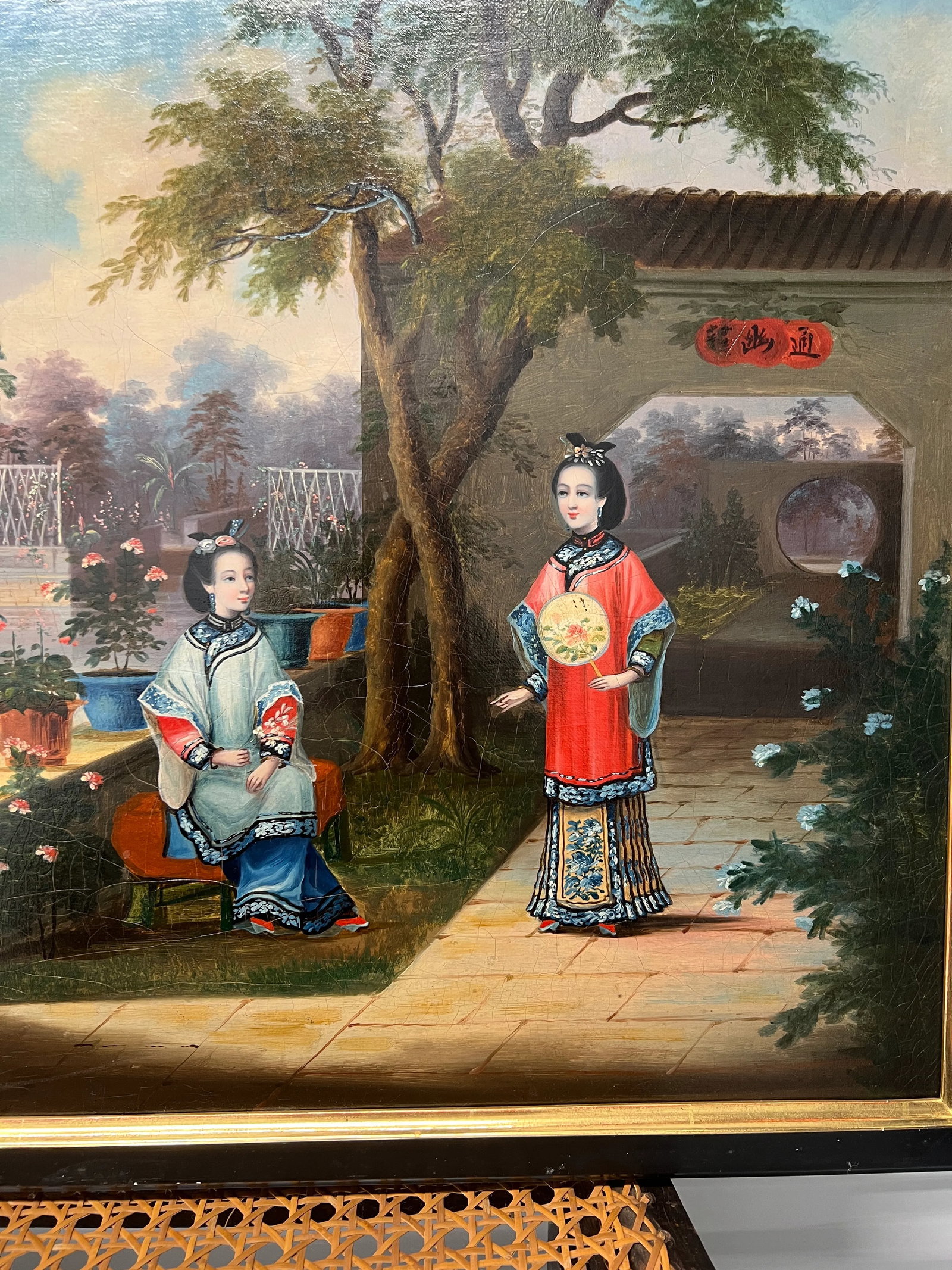 (4) Chinese Export Oil on Canvas Exterior Scenes C. 1840 National Gallery Prov. - 9