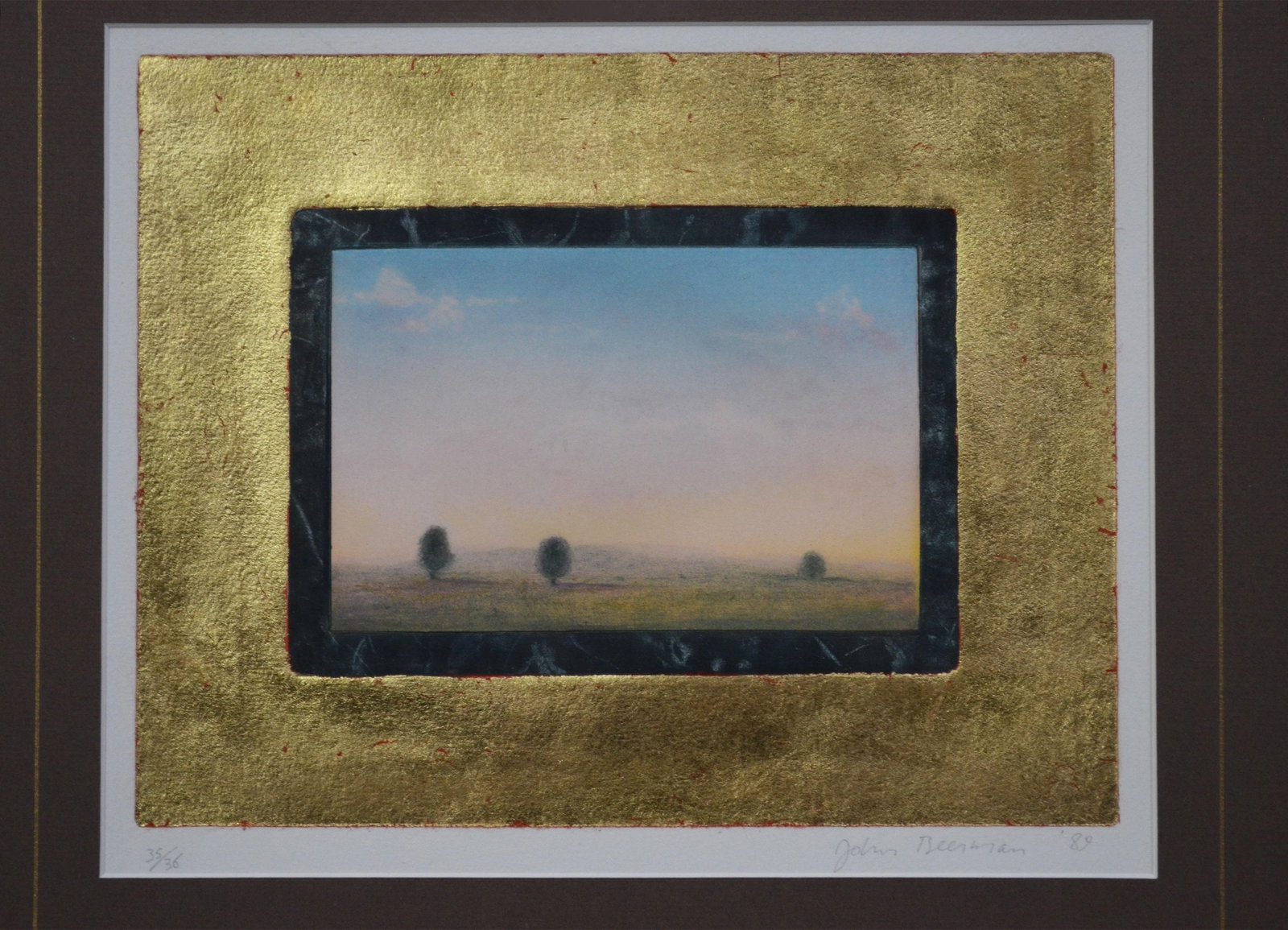 Late 20th Century Vintage John Beerholm Three Brown Trees Watercolor Painting - 2