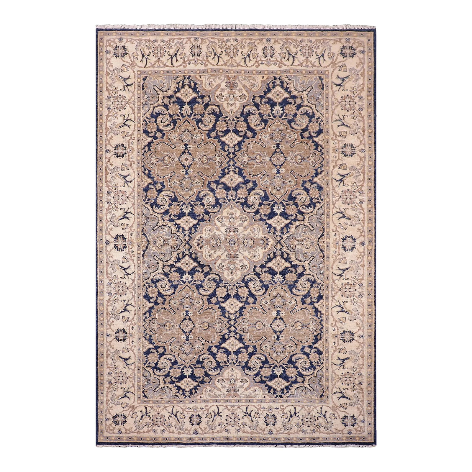Tribal Heriz Ziegler Blue Beige Hand-Knotted Rug - 5'11'' X 8'8'' (1 of 8)