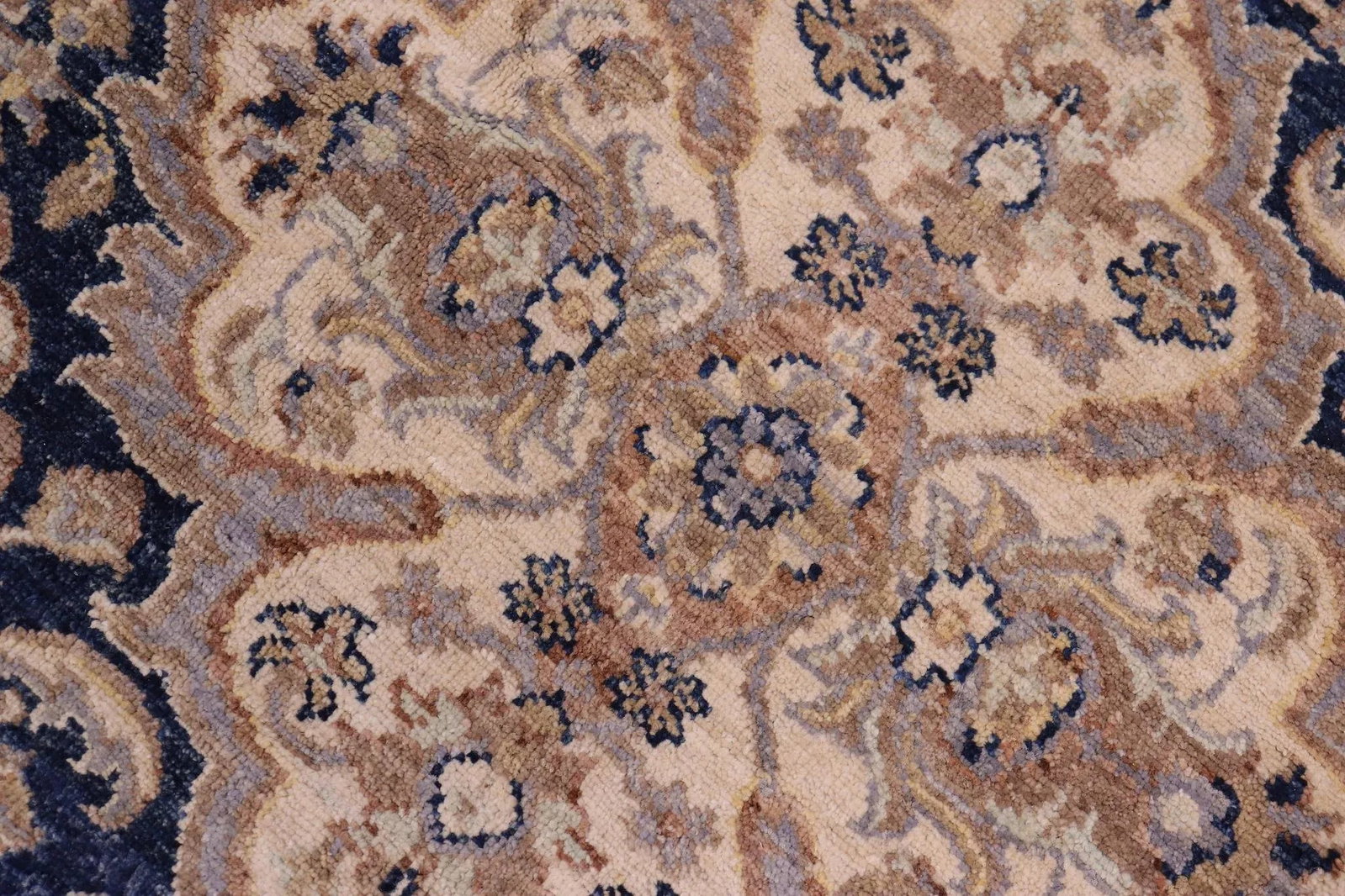 Tribal Heriz Ziegler Blue Beige Hand-Knotted Rug - 5'11'' X 8'8'' - 3