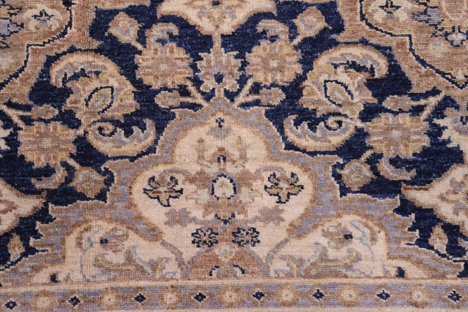 Tribal Heriz Ziegler Blue Beige Hand-Knotted Rug - 5'11'' X 8'8'' - 5