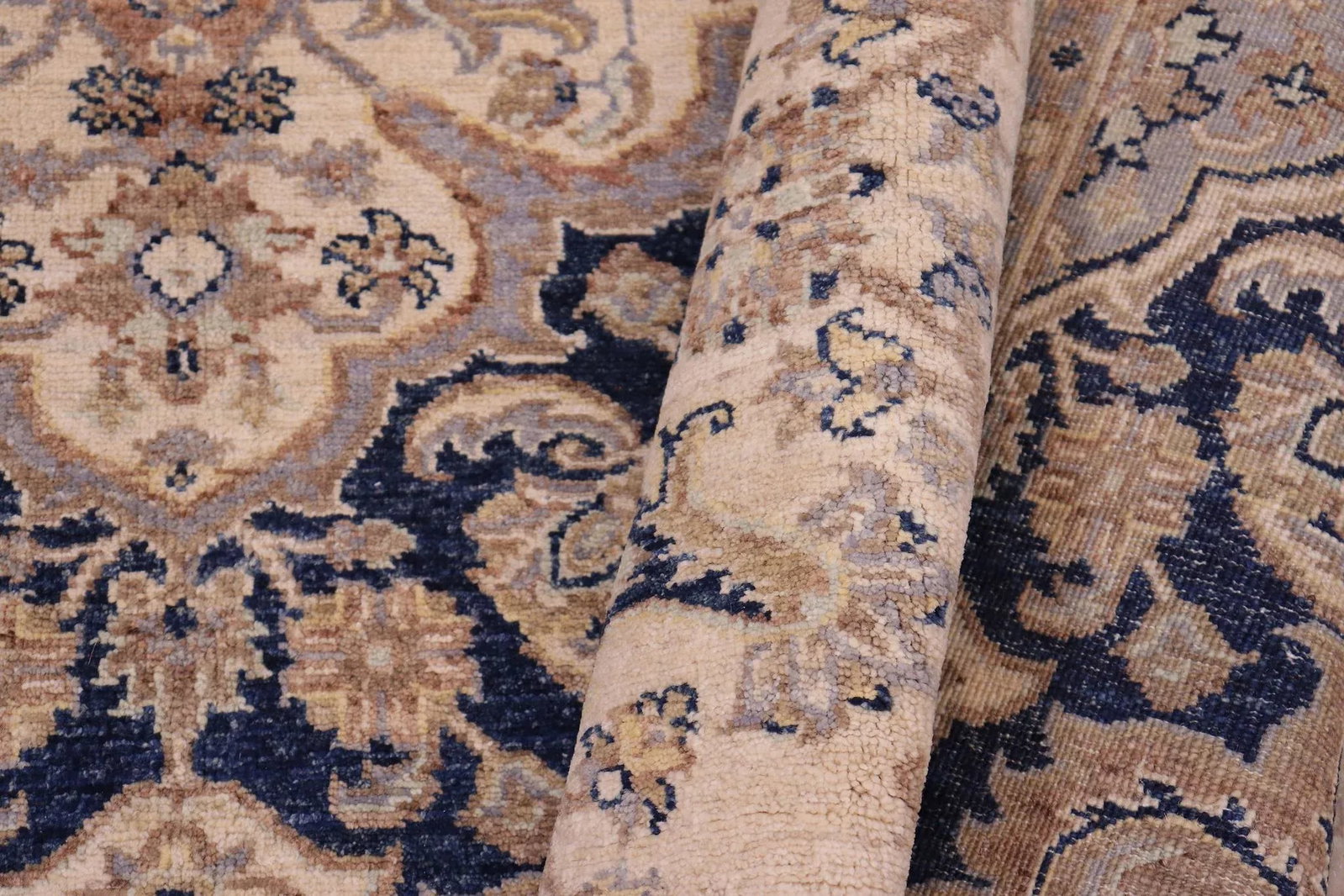 Tribal Heriz Ziegler Blue Beige Hand-Knotted Rug - 5'11'' X 8'8'' - 7
