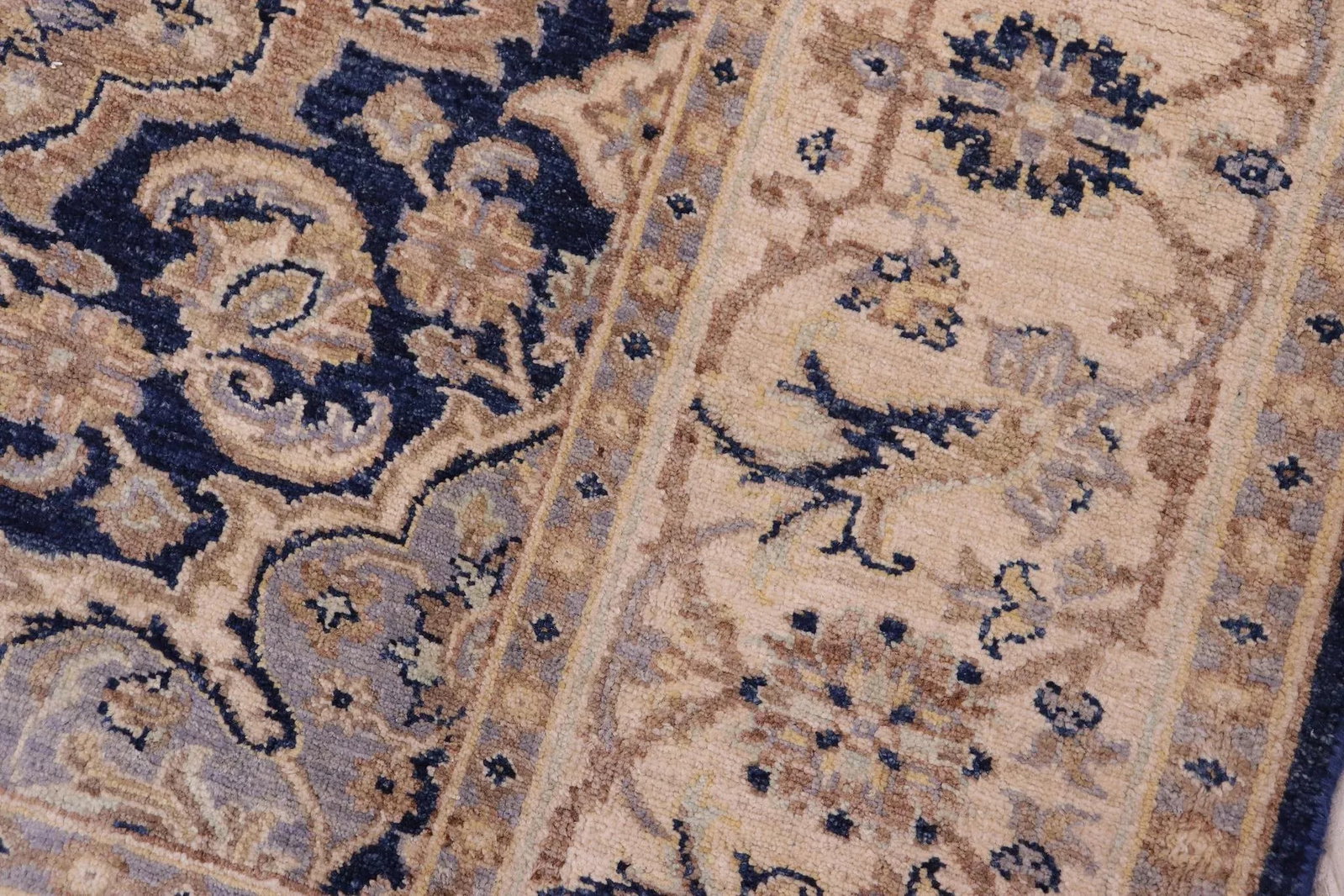 Tribal Heriz Ziegler Blue Beige Hand-Knotted Rug - 5'11'' X 8'8'' - 8