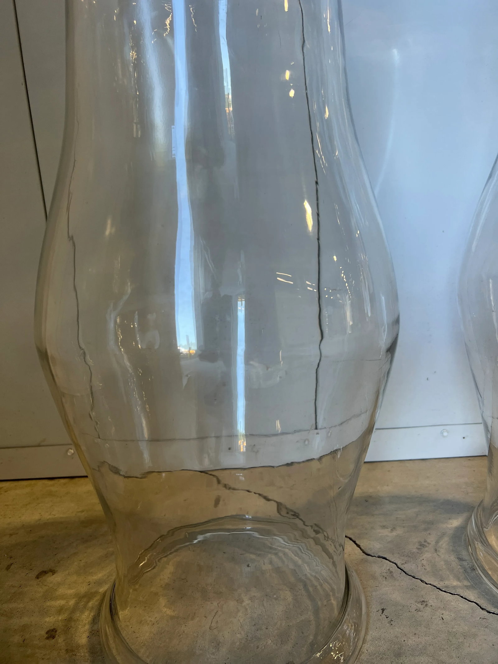 Pair, Monumental 19th Century American Blown Glass Hurricane Candle Shades 22.5" - 4