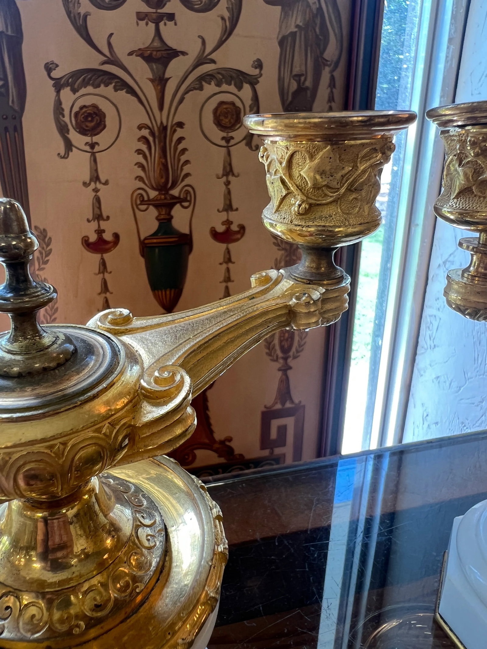 Pair, 19th Century Grand Tour Gilt Bronze & White Marble Candelabras - 3